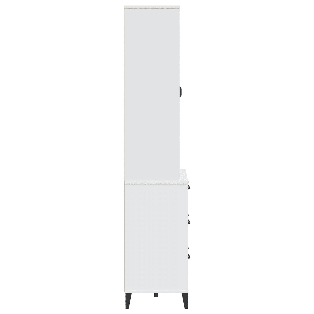 Credenza VIKEN Bianca 80x40x190 cm in Legno Massello di Pino 3207150
