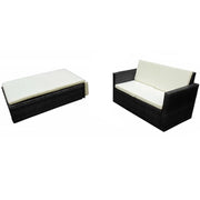 Set Divani da Giardino 2 pz | Set Salotto da Giardino con Cuscini in Polyrattan Nero