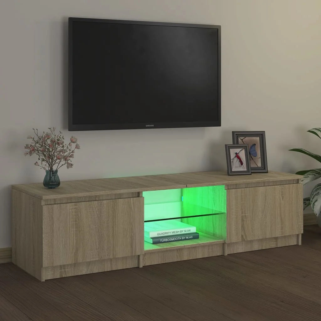 Mobile TV multimediale mensola TV credenza mobile TV sala da pranzo soggiorno camera da letto con luci LED rovere Sonoma 140 x 40 x 35,5 cm marrone 02_0026762