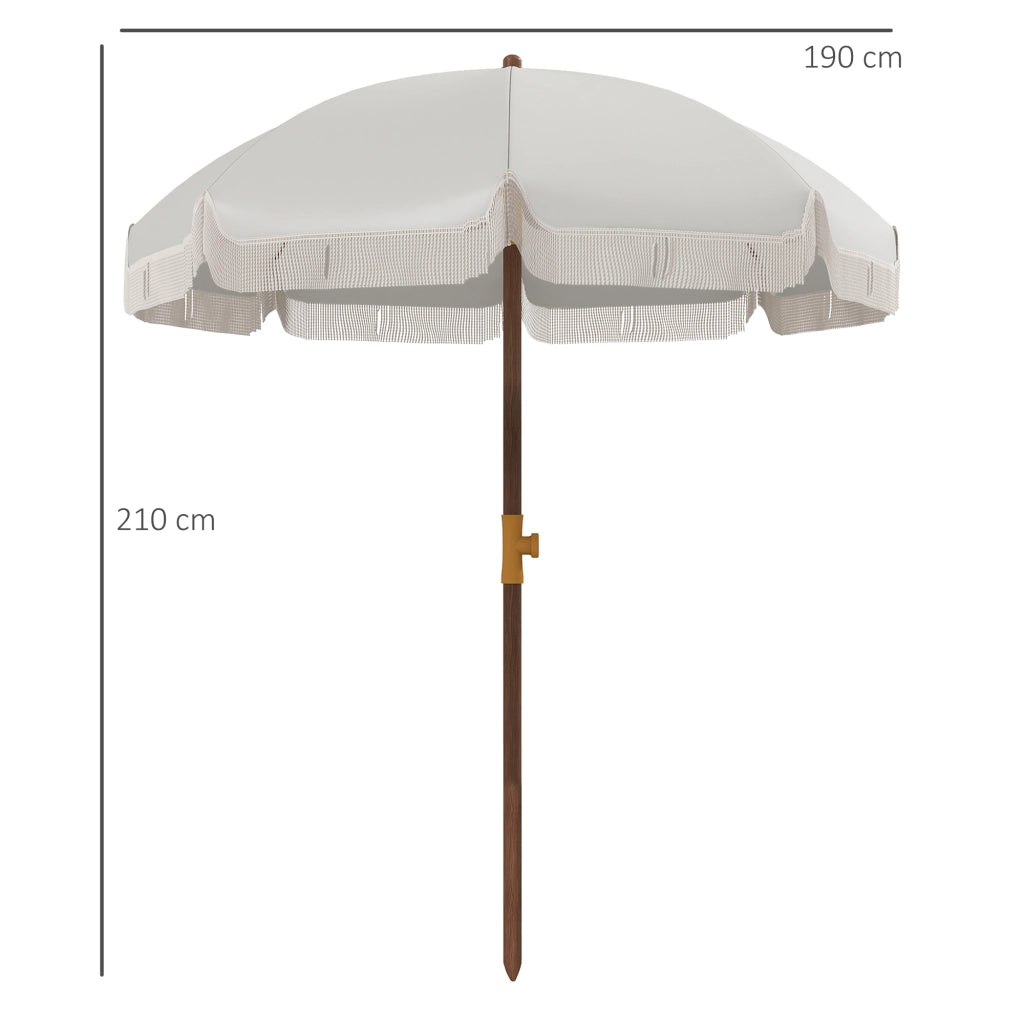 Ombrellone da esterno rotondo con frangia e protezione UV 40+ ¨C zephmum ¨C grigio chiaro