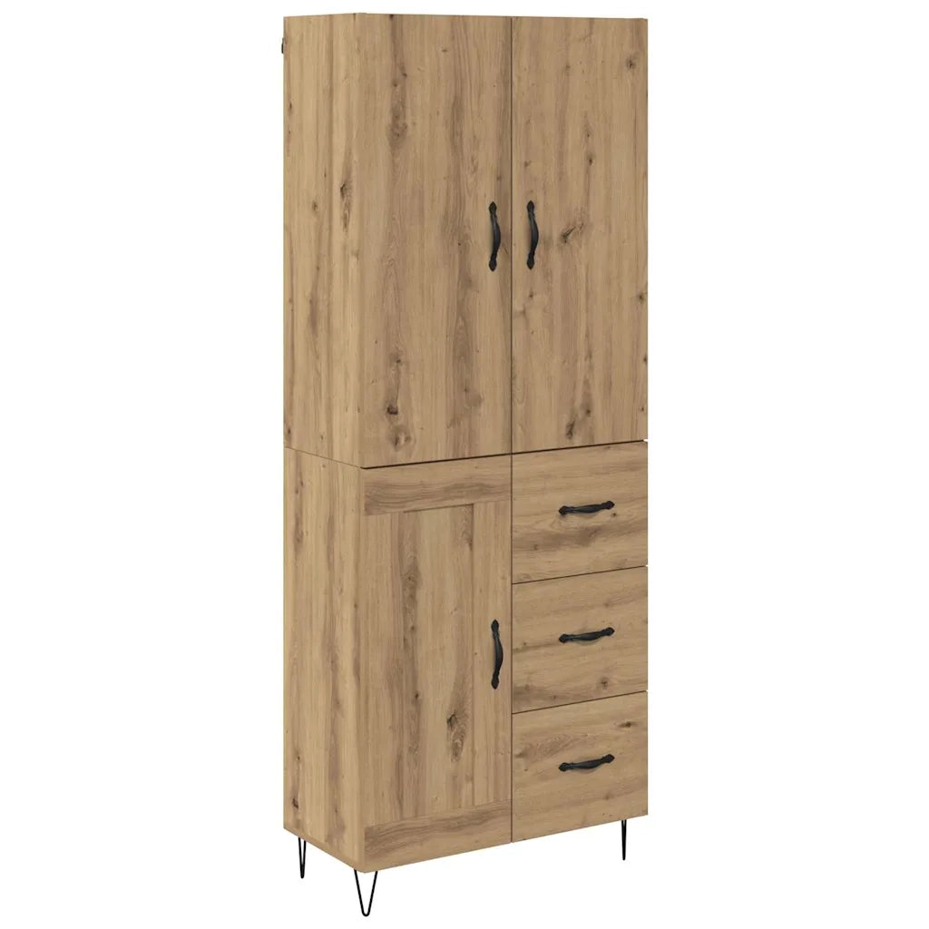 Credenza 2 pcs Rovere artigianale Legno ingegnerizzato e vetro