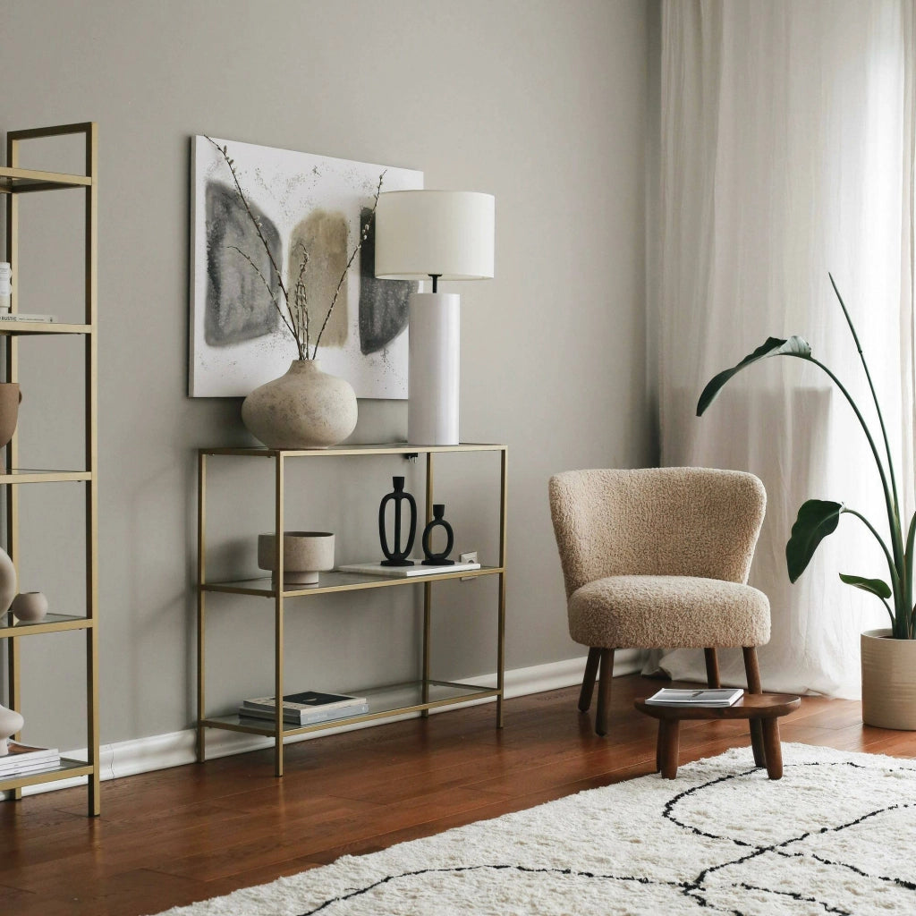 Consolle Domenica, Tavolo multiuso, Mobiletto d'appoggio, Scrivania da corridoio, 100x30h85 cm, Oro