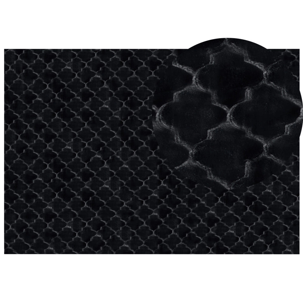 Tappeto in pelle sintetica di coniglio nera 160 x 230 cm motivo a rete soggiorno camera da letto
