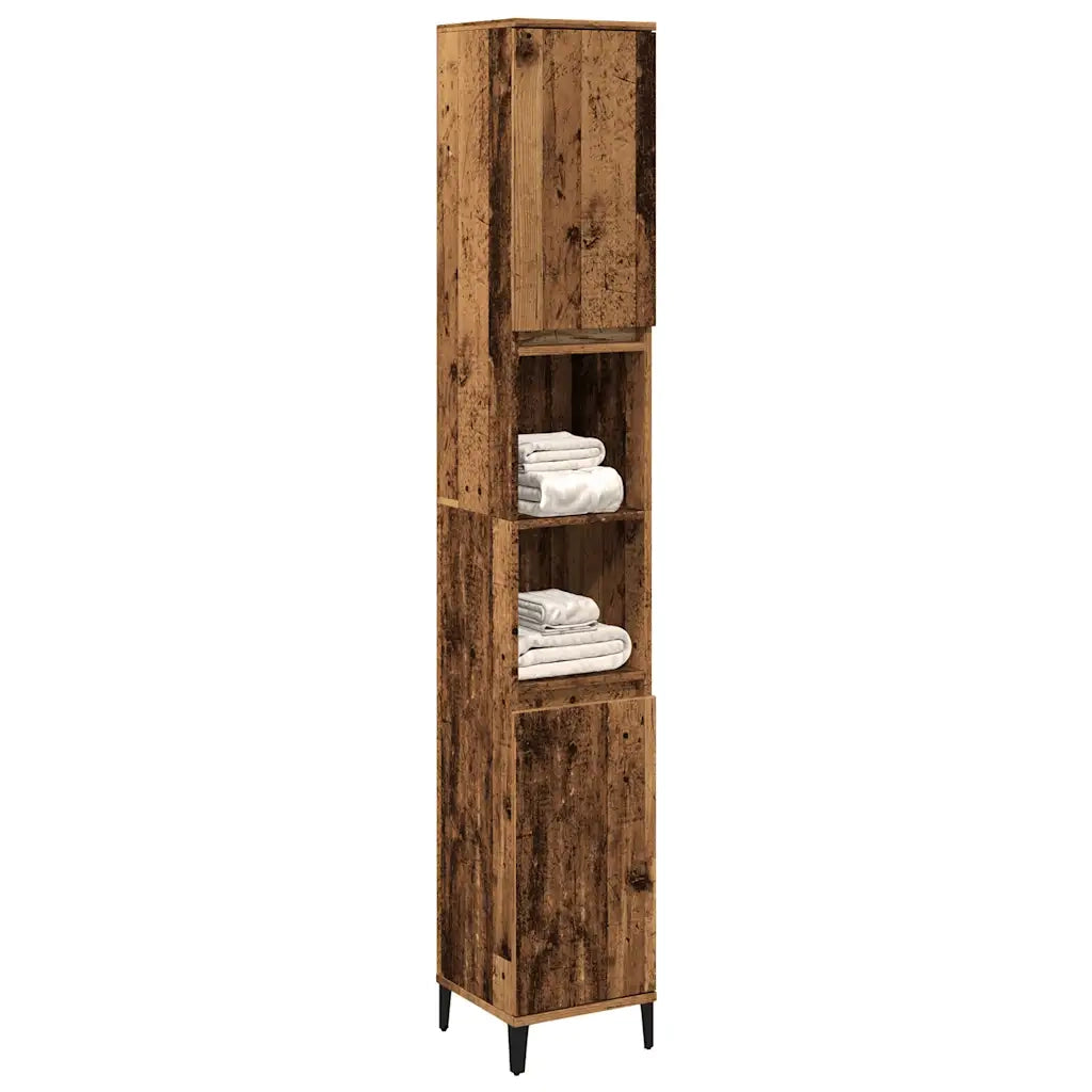 Armadietto Bagno | Armadio da bagno Legno Antico 30x30x190 cm in Legno Multistrato