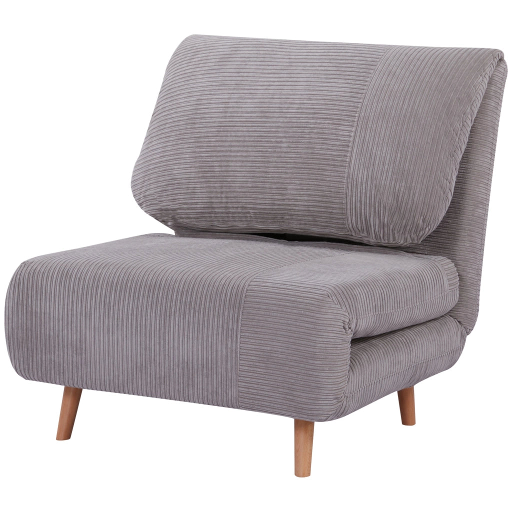 Poltrona letto 2 in 1 trasformabile, reclinabile, in tessuto effetto corda, grigio chiaro