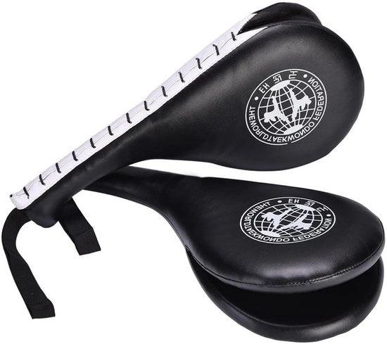 Pads di Kick per Taekwondo e Karate Bicolori - Supporto in Pelle PU - 2 pezzi - 38x18x5 cm - Migliora Velocità/Precisione