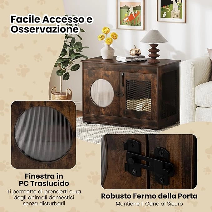 Mobile Lettiera per Gatti 82 x 47 x 60 cm, Casetta in Legno per Animali con Rete Traspirante in Metallo Robusto e Anta, Gabbia Multiuso per Gatti da Interno