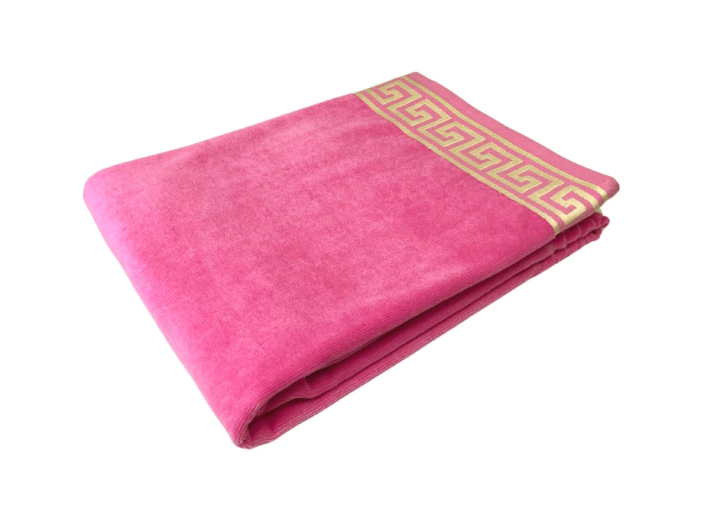 Telo Mare Jacquard Spugna Asciugamano Spiaggia Disegno Cameo Fluo - Telo Mare - Fucsia