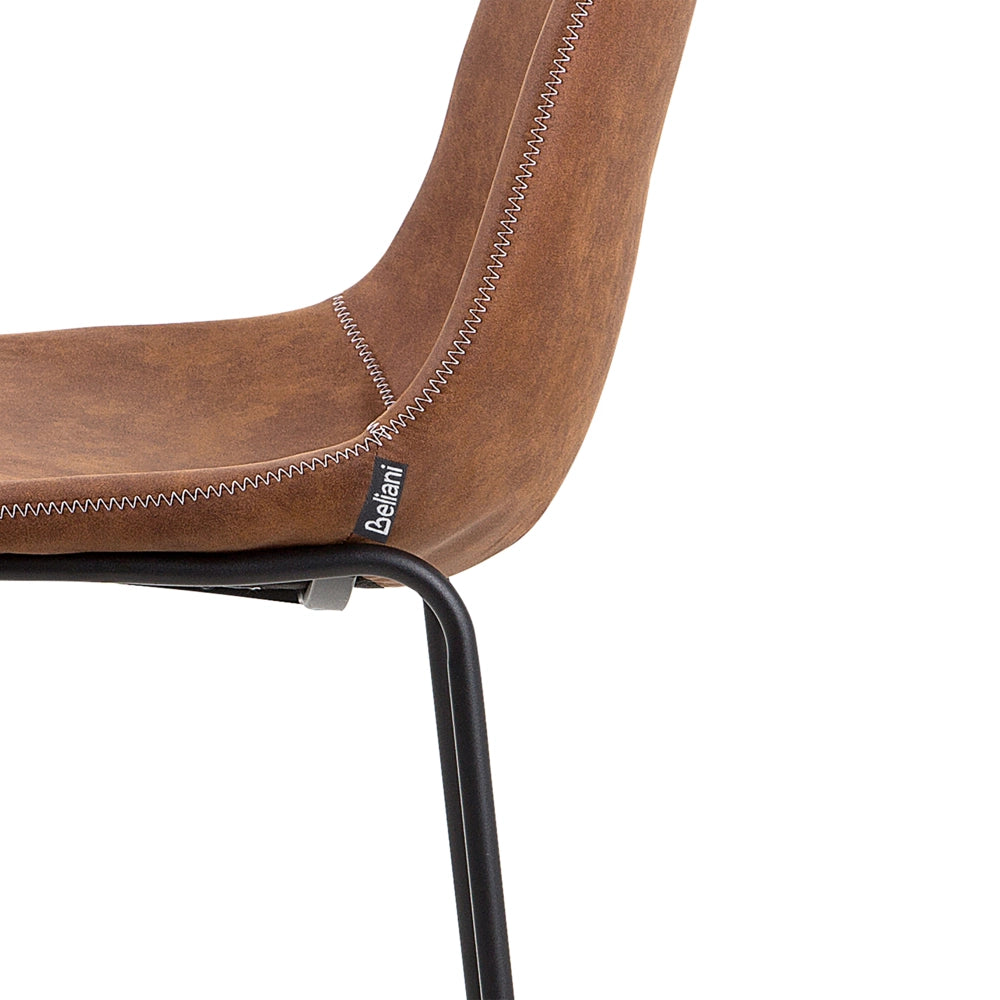 Set di 2 sgabelli da bar rivestimento in tessuto marrone gambe in metallo Nero poggiapiedi industriale