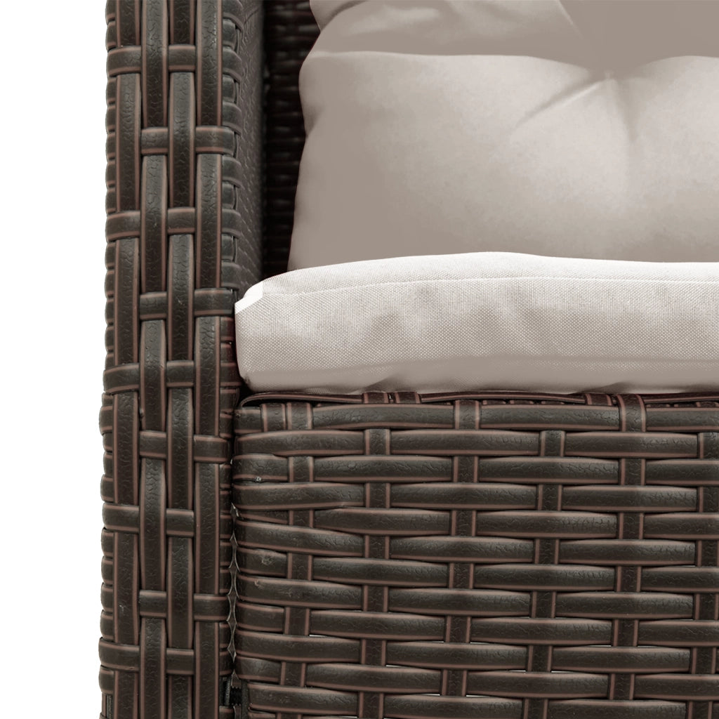 Set Divano Da Esterno Marrone E Panna Rattan, Legno, Tessuto Medio