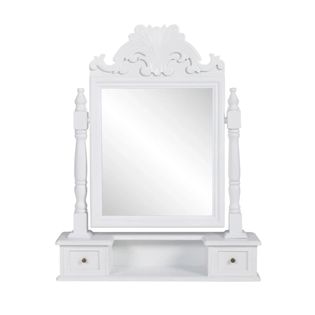 Toeletta con specchio girevole 60 x 12,5 x 74 cm rettangolare MDF bianco 02_0006408