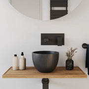 Lavabo da appoggio tondo in microcemento 22,5x15,5 cm nero | Sevan
