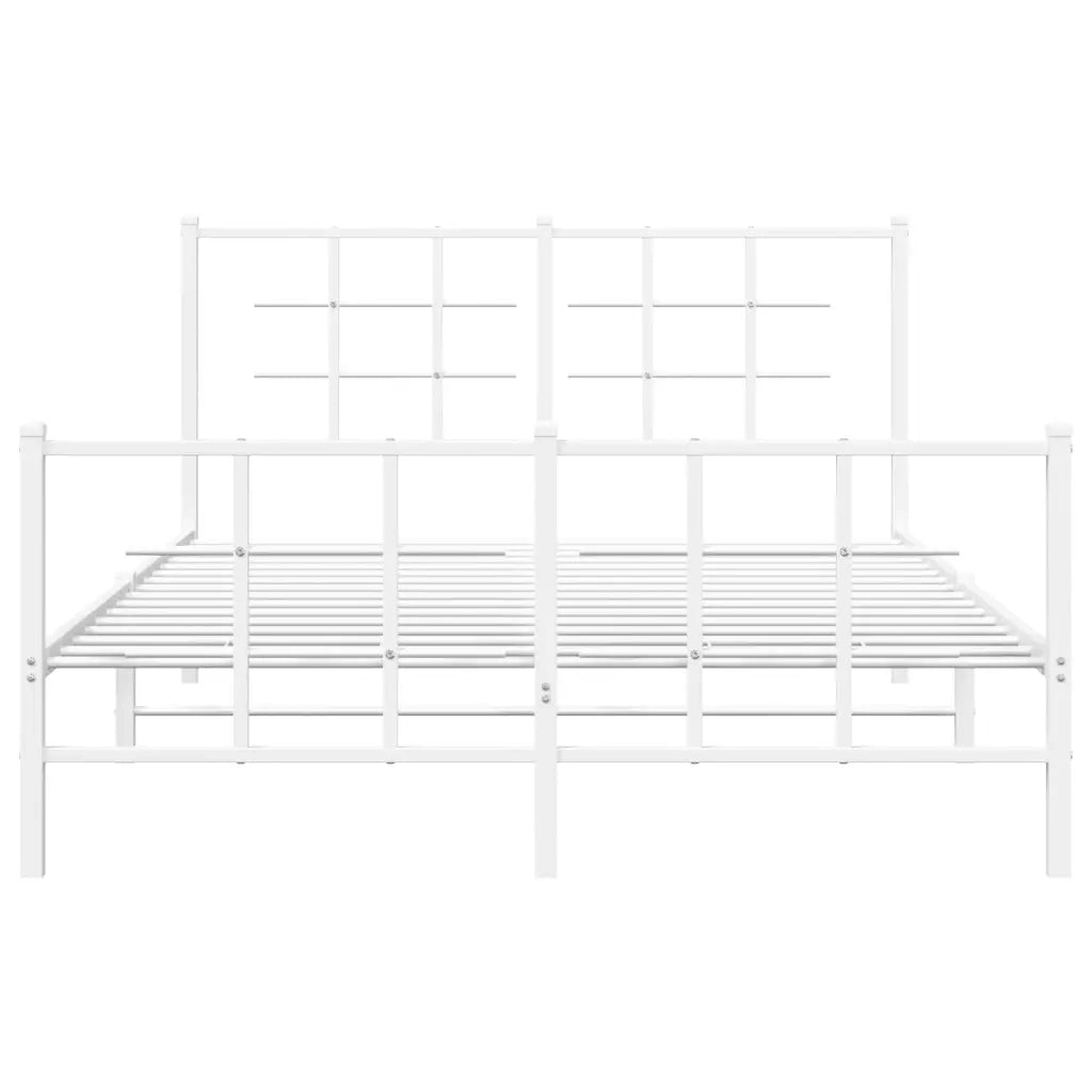 Letto matrimoniale | Letto per adulti | Giroletto con Testiera e Pediera Metallo Bianco 140x200 cm