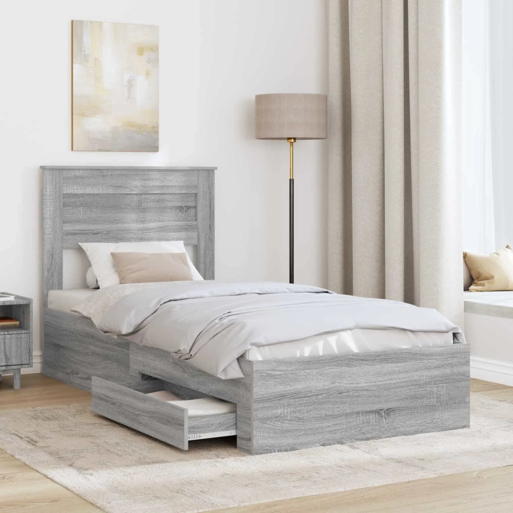 Struttura del letto con testiera Grigio Sonoma 100 x 200 cm