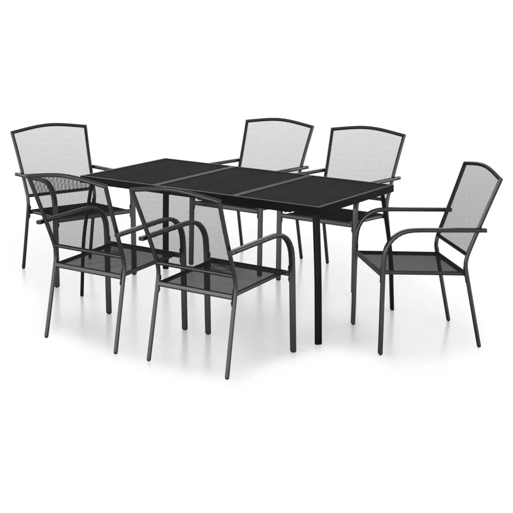 Set da Pranzo da Giardino 7 pz in Acciaio Antracite 3187971