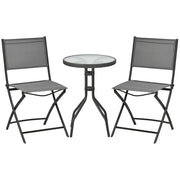 EasyComfort Set da Giardino 3 Pezzi in Acciaio con 2 Sedie Pieghevoli in Tessuto Traspirante e Tavolo Rotondo