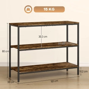 TAVOLO CONSOLLE 101x35x80 cm Legno Marrone Rustico, 3 ripiani