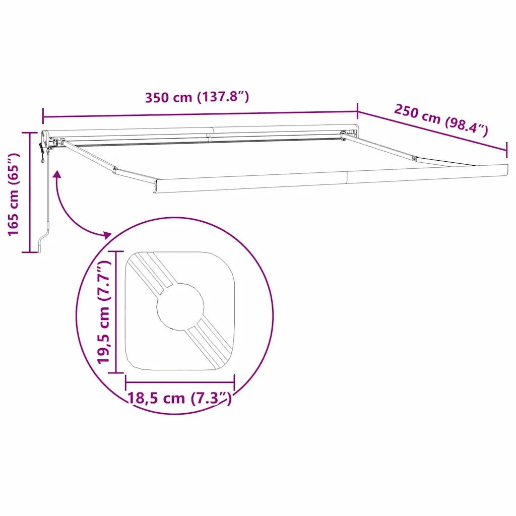 | Struttura della tenda | Antracite 350 x 250 cm Alluminio 145701