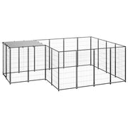 Recinto per animali da esterno per cani 6,05 m² acciaio nero 02_0000547