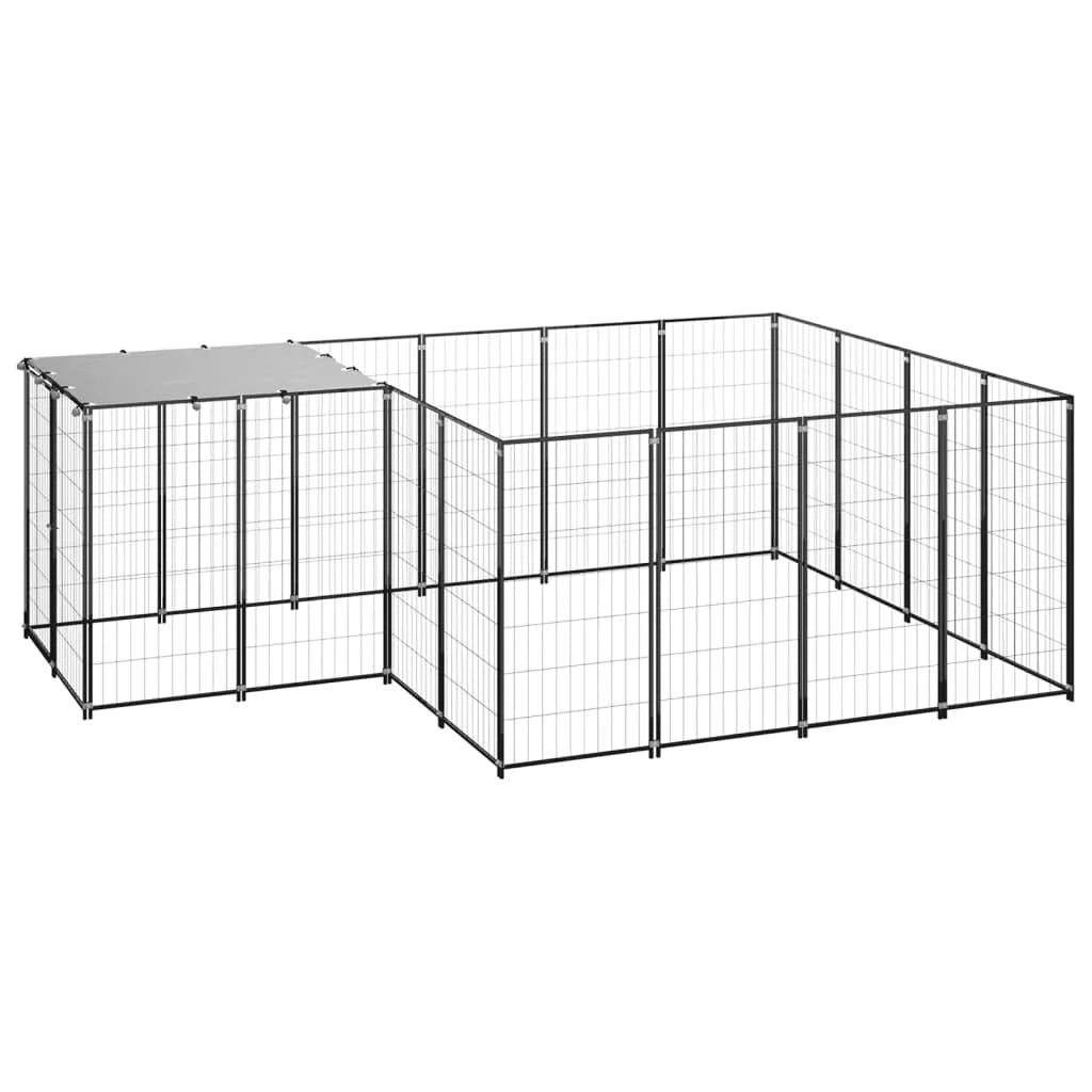 Recinto per animali da esterno per cani 6,05 m² acciaio nero 02_0000547