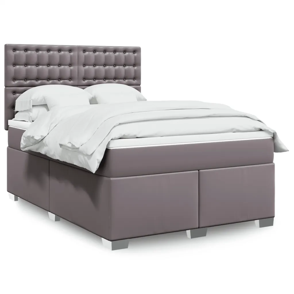 vidaXL Giroletto a Molle con Materasso Grigio 160x200 cm in Similpelle