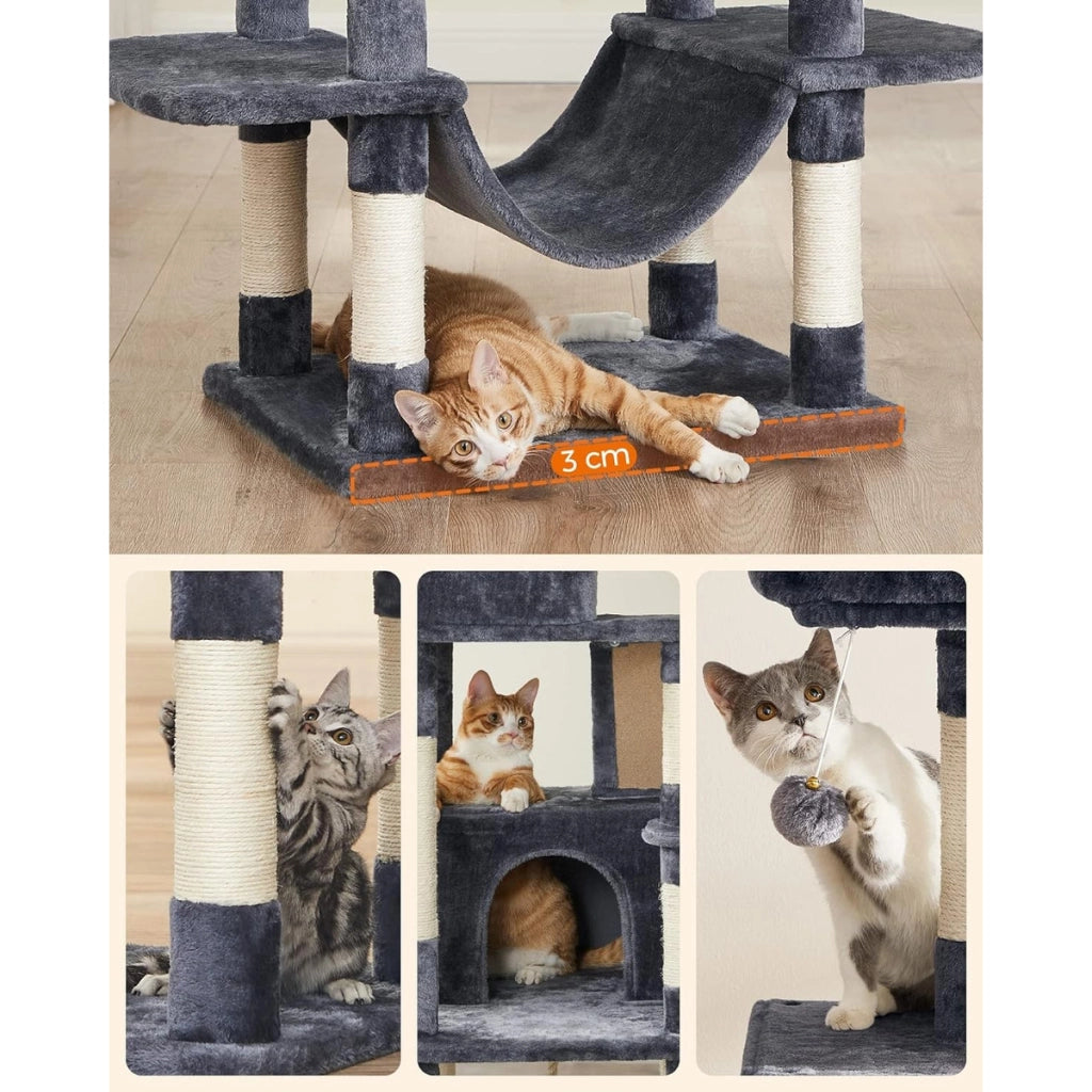 Tiragraffi a torre XXL per gatti in peluche grigio fumo