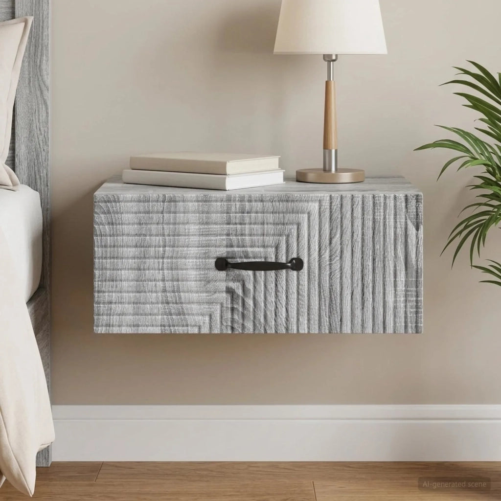 Mobiletto da notte a muro Grigio Sonoma 49 x 34,5 x 20 cm 898627