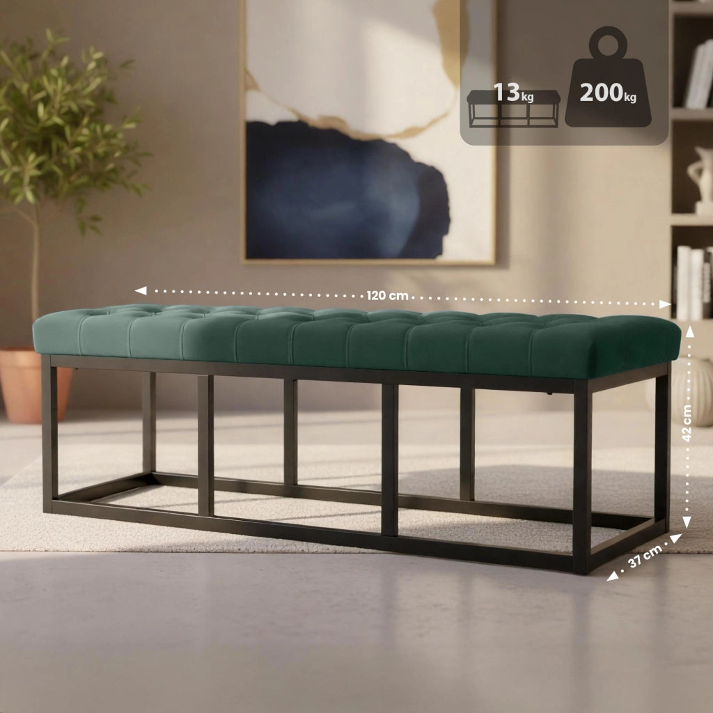 Panca Polson Velluto Nero 120 cm 5