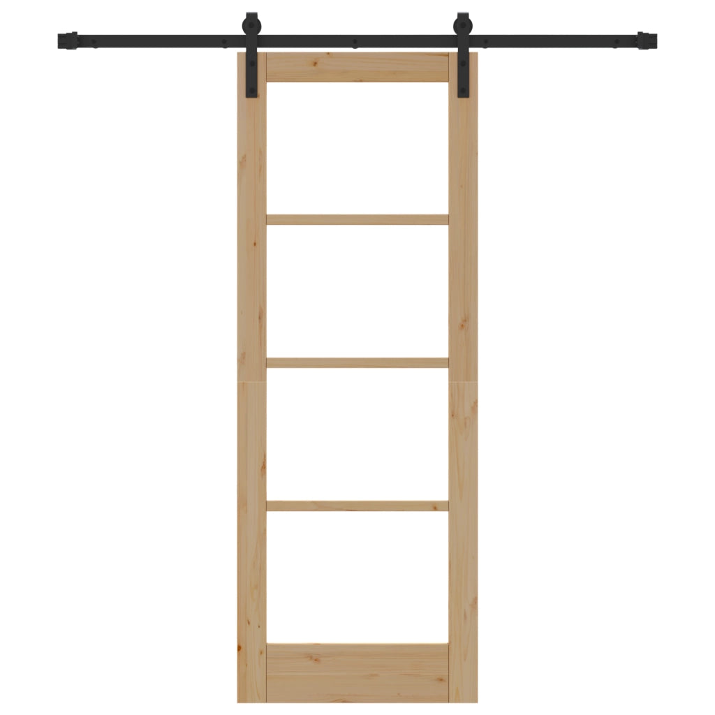 Porta Scorrevole con Set di Ferramenta 'ORKDAL'Legno Massiccio & Vetro
