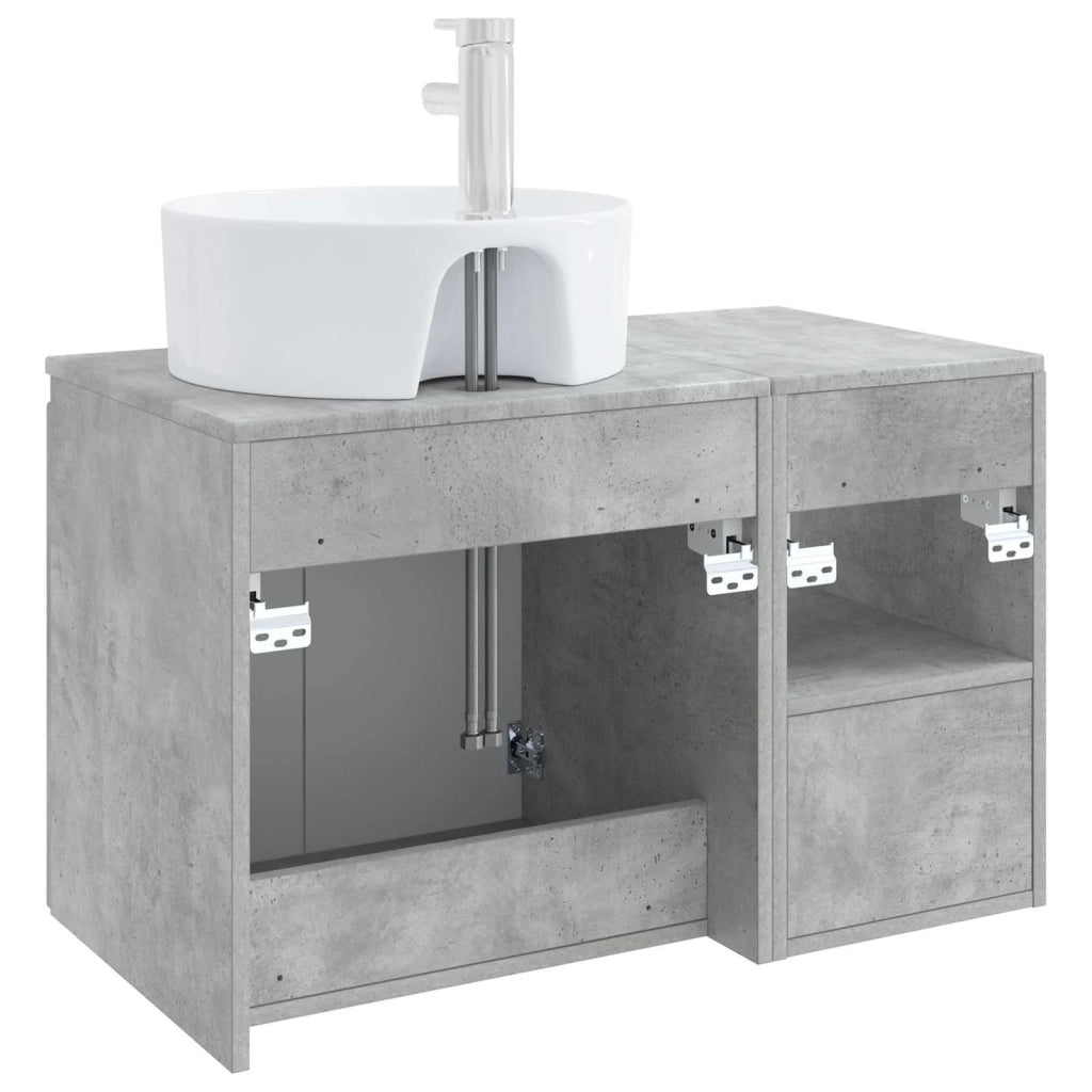Set di mobili per il bagno 2 pz Grigio Cemento 3404077