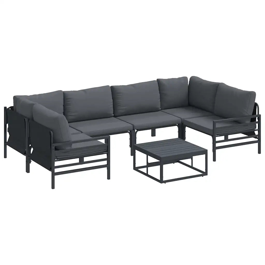 Set Divano da Giardino con cuscino 7 pcs Nero Acciaio 3378967