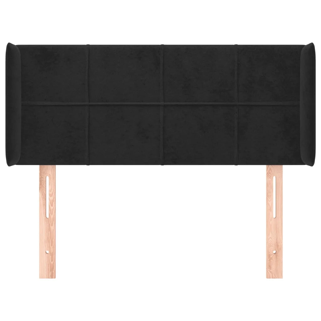 Testiera | Testata ad Orecchio Nera 83x16x78/88 cm in Velluto