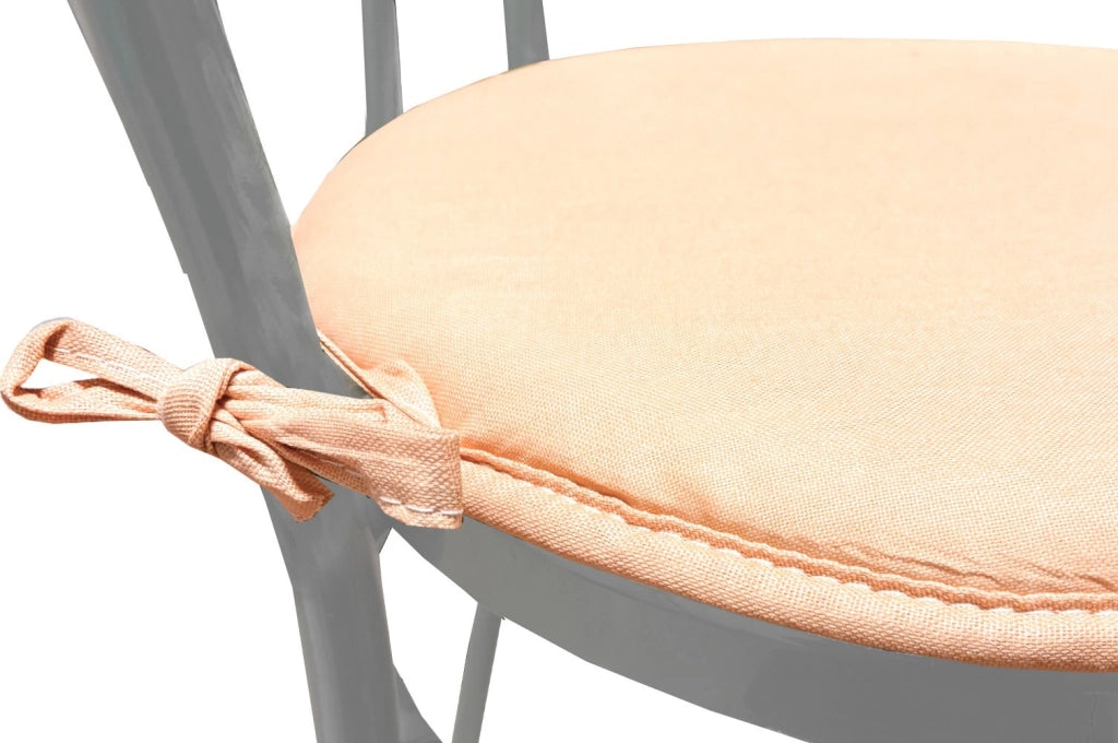 Set 4 Cuscini Sedia Cotone Rotondi Morbidi Universali Eleganti Coprisedia Tondo - Beige