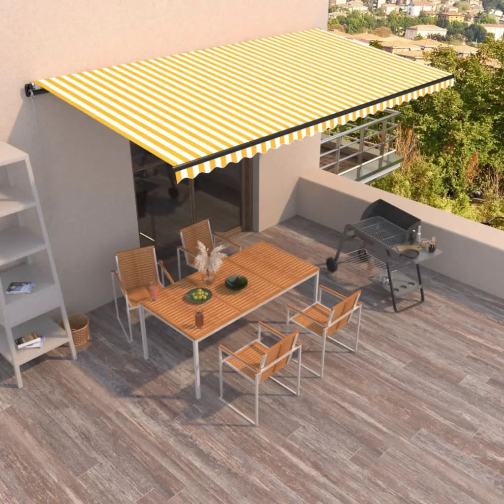 Tenda da Sole Retrattile Manuale 600x350 cm Gialla e Bianca cod mxl 43773