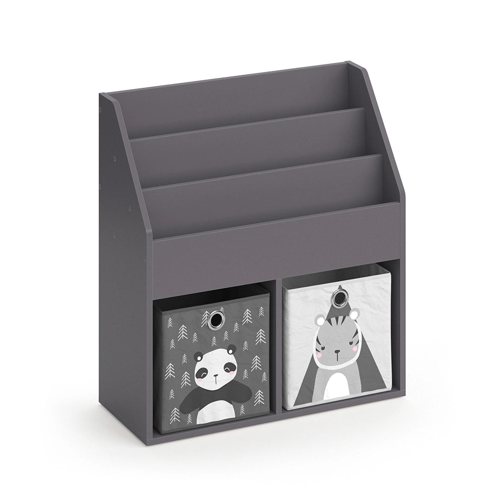 Vicco Libreria bambini Grigio 30.7 x 79 cm con 2 scatole pieghevoli opt.2