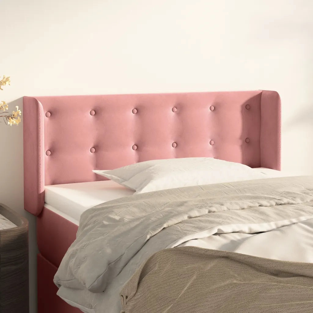 Testiera ad Orecchio Rosa 83x16x78/88 cm in Velluto