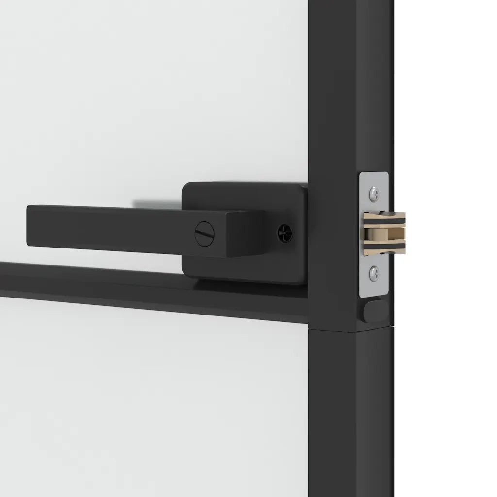 Porta Interni Sottile Nera 83x201,5cm Vetro Temperato Alluminio 155127