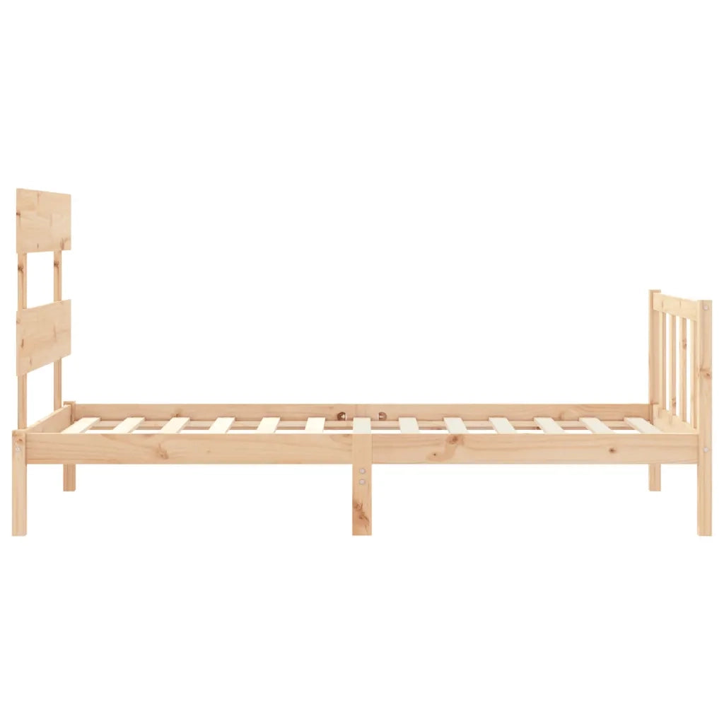 Giroletto con Testiera Single-Struttura Letto in Legno Massello 698038