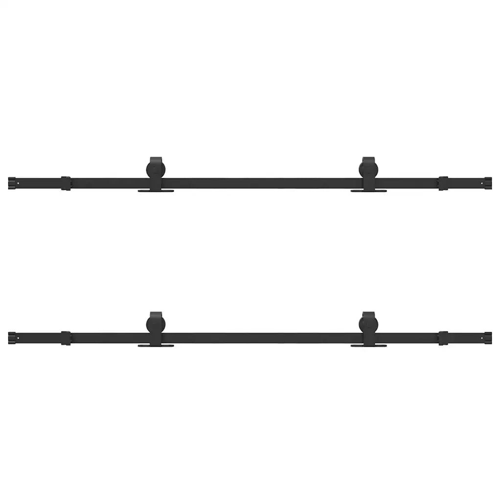 Kit di Binari per Porte Scorrevoli 366 cm Acciaio Nero CFW2068920