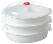 Magnetronschaal 3 in 1 con coperchio, piastra magnetron, BPA-free, resistente al lavastoviglie, resistente al congelatore, 3L, bianco/trasparente