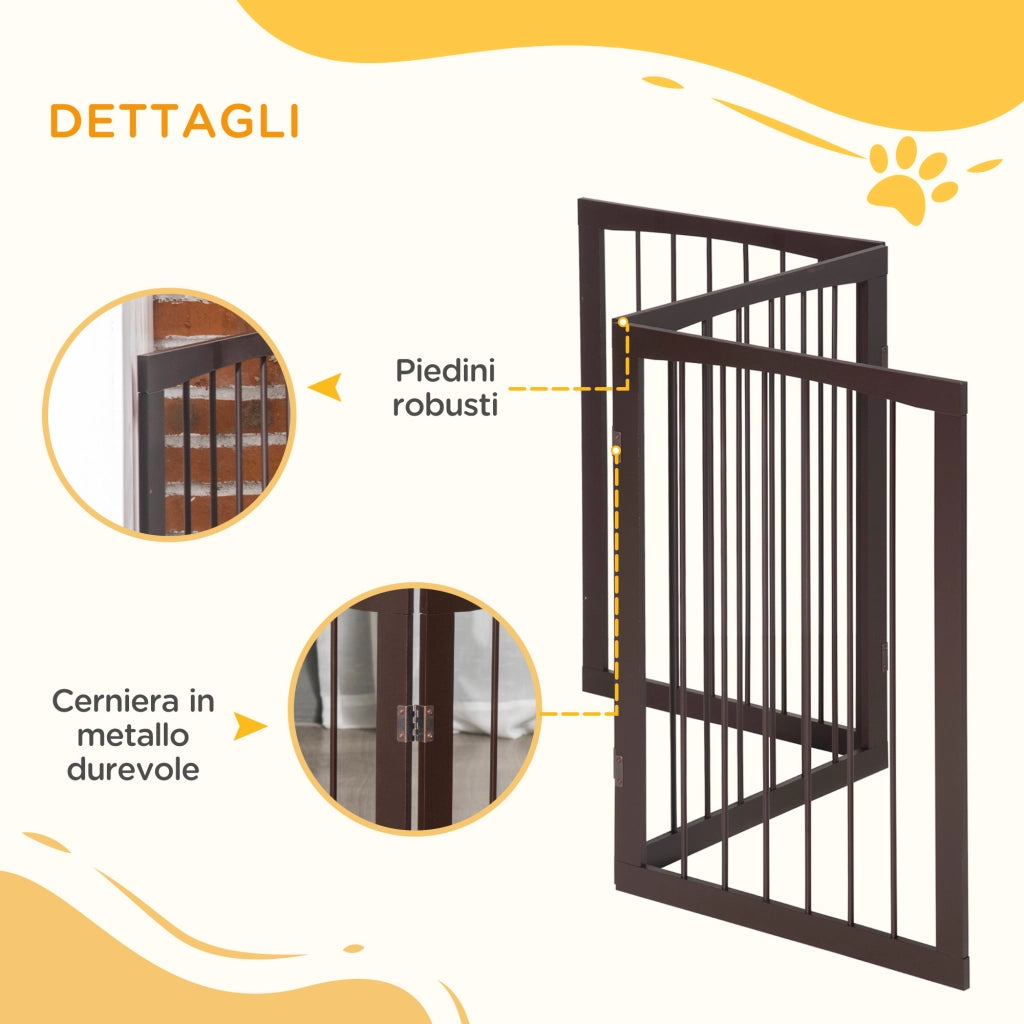 Recinto Pieghevole per Cani ¨C Xylo ¨C 3 Sezioni, 160x1.2x76 cm, Marrone