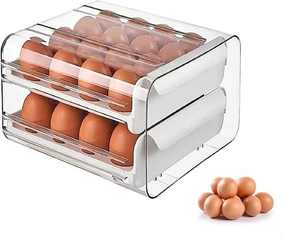 Scatola per uova per frigorifero - contenitore di stoccaggio trasparente a pile - contenitore per uova in plastica - carrello fresco (bianco)