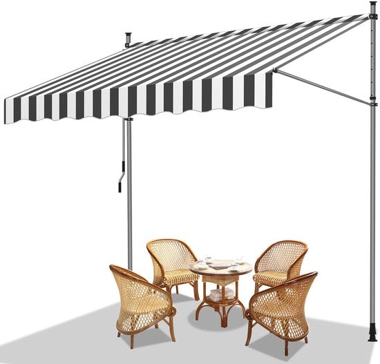 Ombrellone per Esterno UV e Acqua con Regolazione 300cm Grigio Bianco