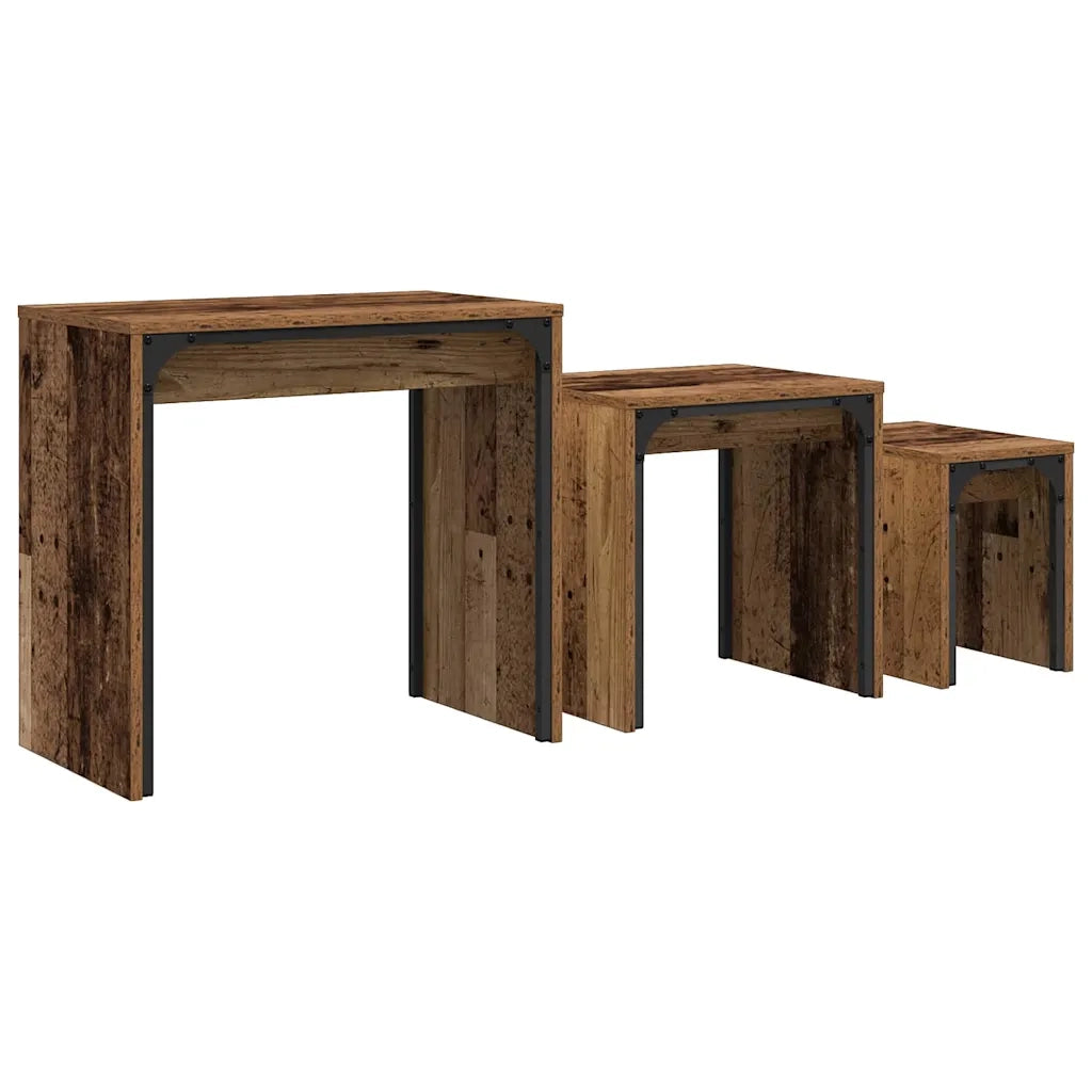 Tavolino da salotto 3 pcs Legno vecchio Legno multistrato 883534