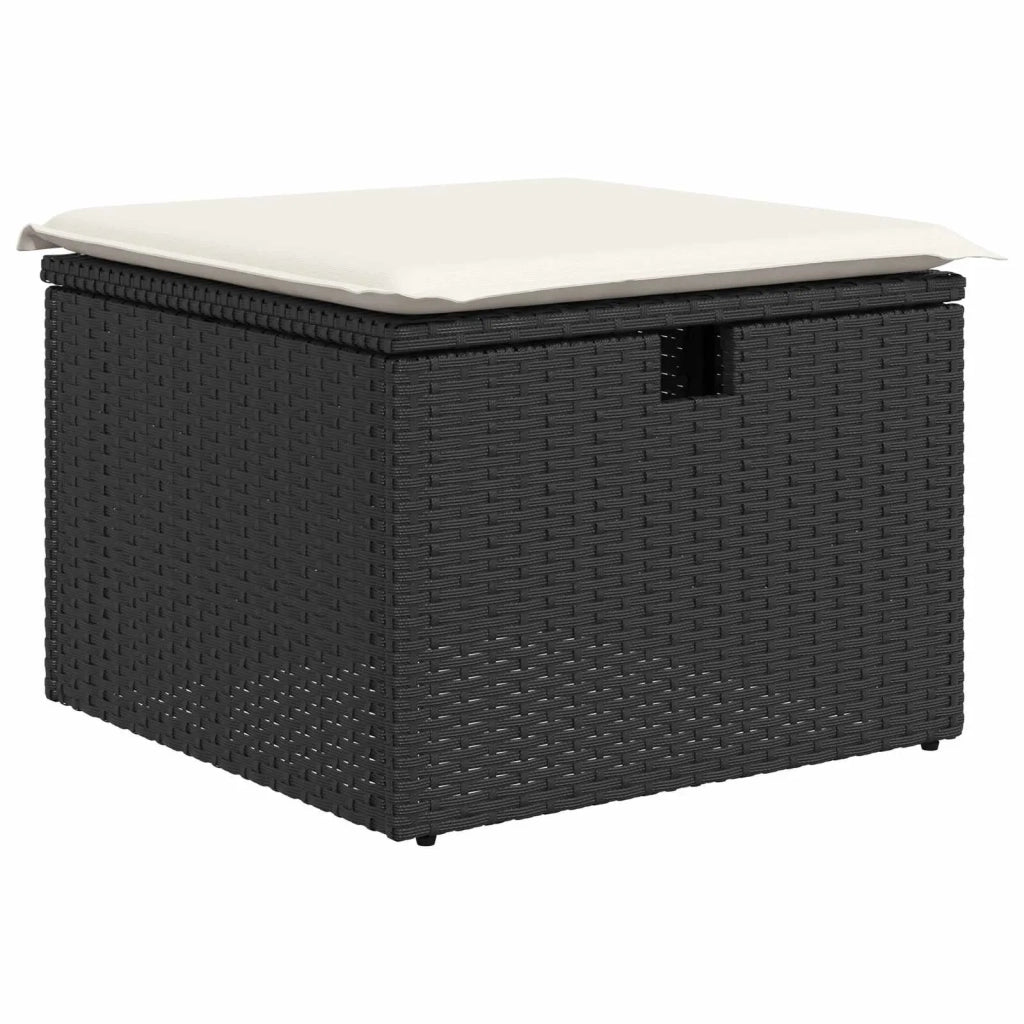 Set di divani con cuscino 6 pcs Nero e Crema polyrattan