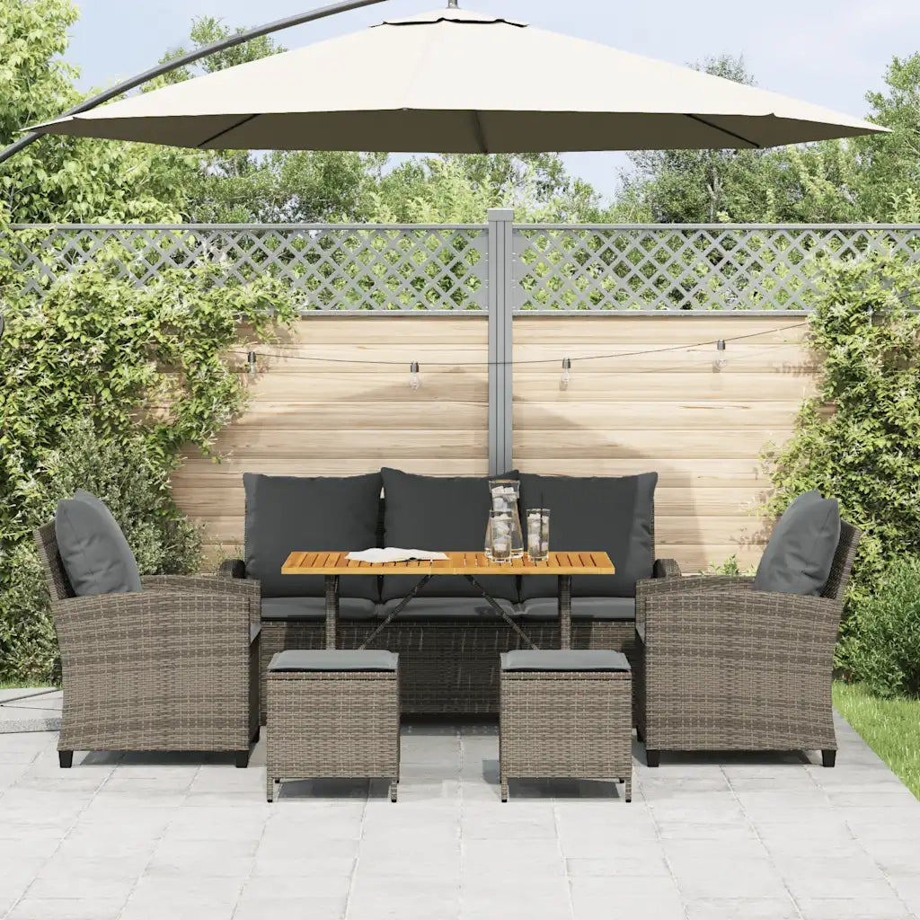 Set Divano da Giardino 6 pz con Cuscini Grigio in Polyrattan 3324587
