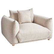 Poltrona Tessuto beige chiaro Gambe di legno morbide Stile moderno arredamento scandinavo