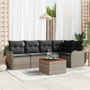 Set Divano da Giardino con cuscino 6 pcs Grigio polyrattan