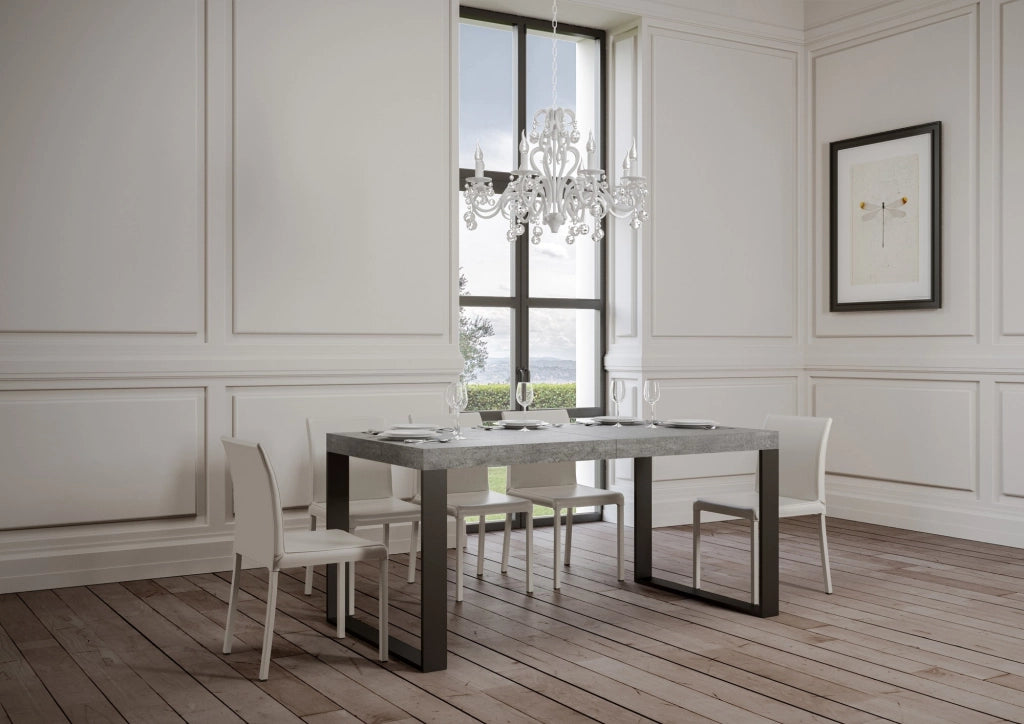 Tavolo allungabile 90x200/304 cm Tekno cemento telaio Antracite