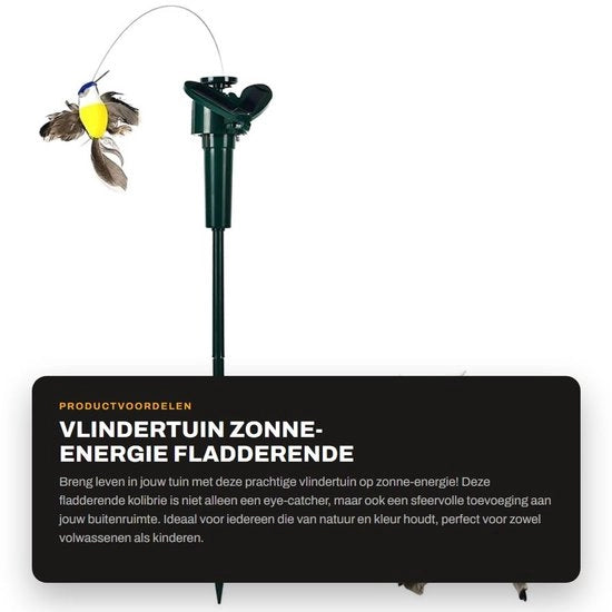 Giardino farfalla alimentato da energia solare - Fluttuante colibrì - Decorazione per giardino - Uccello per esterno - Ambientalmente sostenibile - Materiale di alta qualità